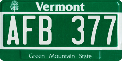 VT license plate AFB377