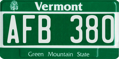 VT license plate AFB380