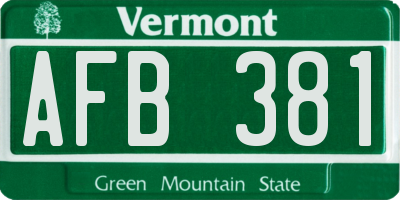 VT license plate AFB381