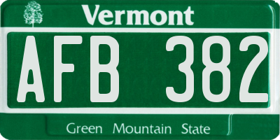 VT license plate AFB382