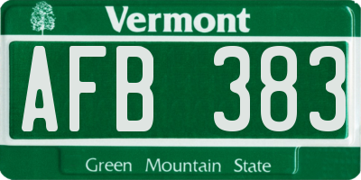 VT license plate AFB383