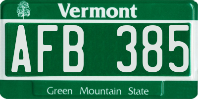 VT license plate AFB385