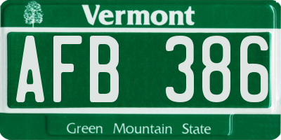 VT license plate AFB386