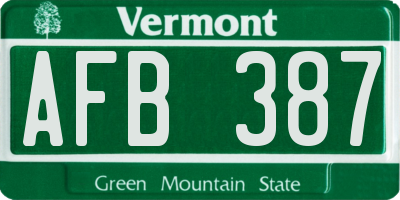 VT license plate AFB387