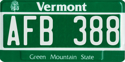 VT license plate AFB388