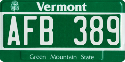 VT license plate AFB389