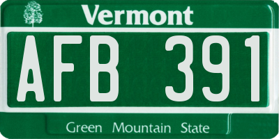 VT license plate AFB391