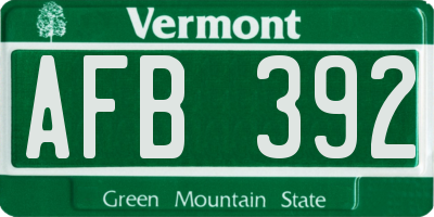 VT license plate AFB392
