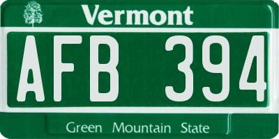 VT license plate AFB394