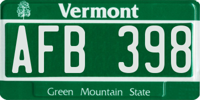 VT license plate AFB398