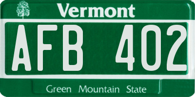 VT license plate AFB402