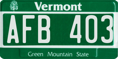 VT license plate AFB403