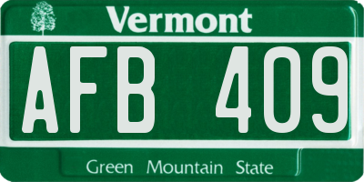 VT license plate AFB409