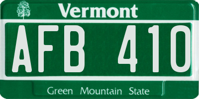 VT license plate AFB410