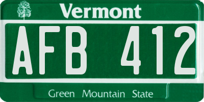 VT license plate AFB412