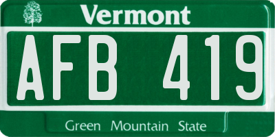 VT license plate AFB419