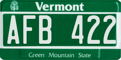 VT license plate AFB422