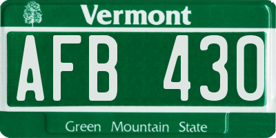 VT license plate AFB430