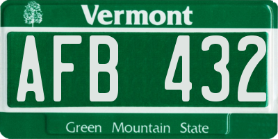 VT license plate AFB432