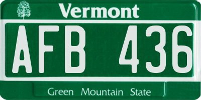 VT license plate AFB436
