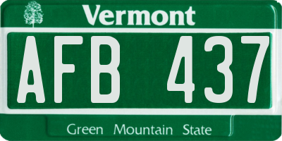 VT license plate AFB437