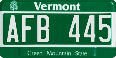 VT license plate AFB445