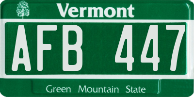VT license plate AFB447