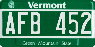 VT license plate AFB452