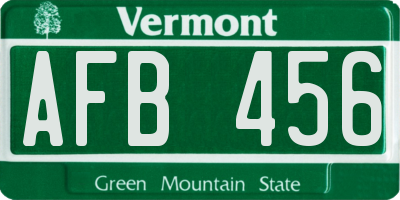 VT license plate AFB456