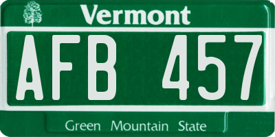 VT license plate AFB457