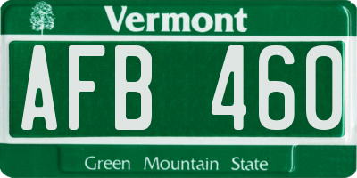VT license plate AFB460