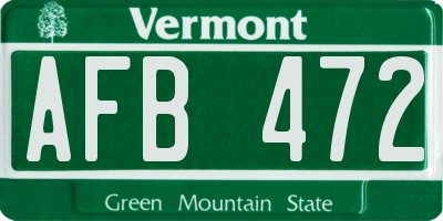 VT license plate AFB472