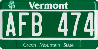 VT license plate AFB474