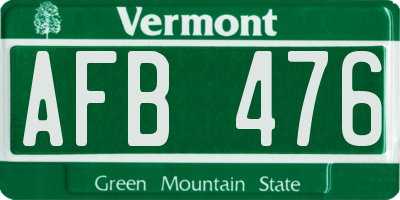 VT license plate AFB476