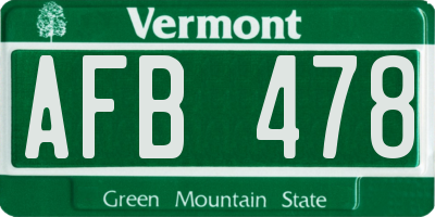 VT license plate AFB478