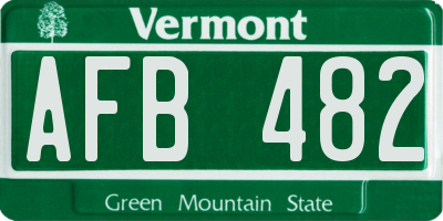 VT license plate AFB482