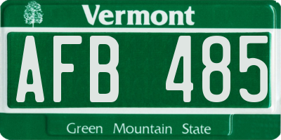 VT license plate AFB485