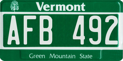 VT license plate AFB492