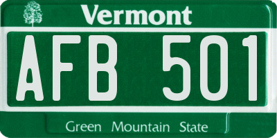 VT license plate AFB501