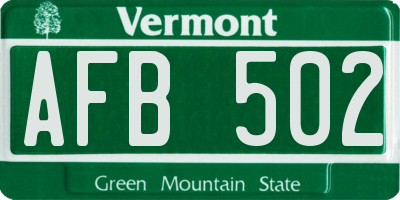 VT license plate AFB502