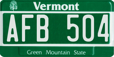 VT license plate AFB504