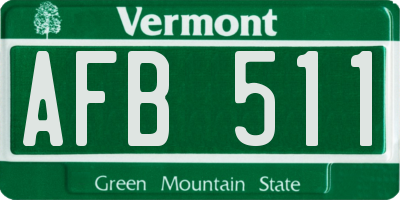 VT license plate AFB511