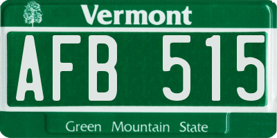 VT license plate AFB515