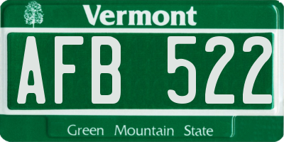 VT license plate AFB522
