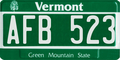 VT license plate AFB523