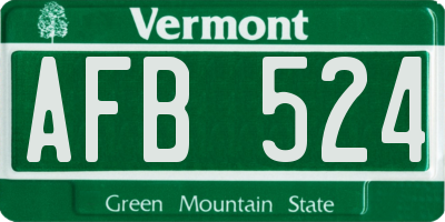 VT license plate AFB524