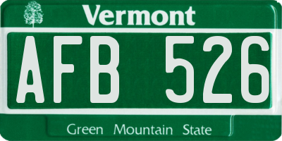 VT license plate AFB526
