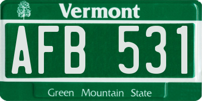 VT license plate AFB531
