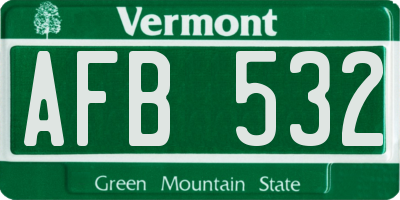 VT license plate AFB532