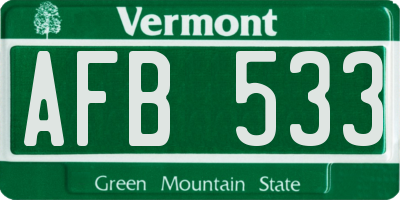 VT license plate AFB533